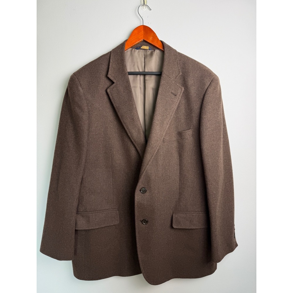 BROOKS BROTHERS Blazer Mens Brown Yorkshire Tweed Moon Wool Madison Coat 46R